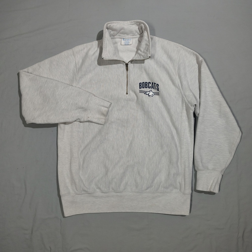 VINTAGE Montana State Bobcats Pullover Mens Large Reverse Weave Quarter Zip